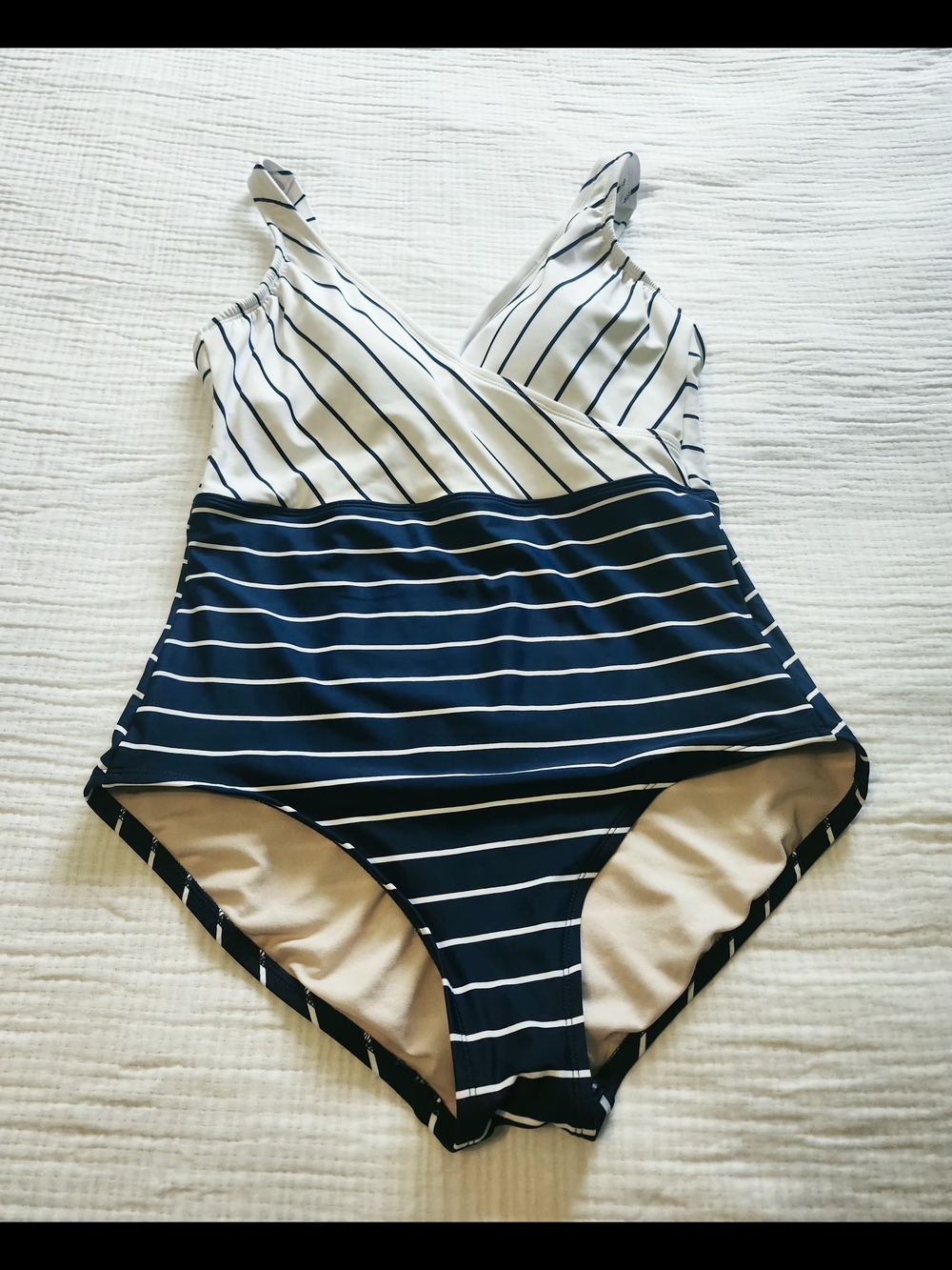 Kona Sol Navy and White Striped One-Piece Swimsuit - Picture 10 of 10